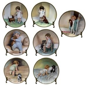 A Child's Best Friend 7 plate collection by Bessie Pease Gutmann Hamilton Puppy
